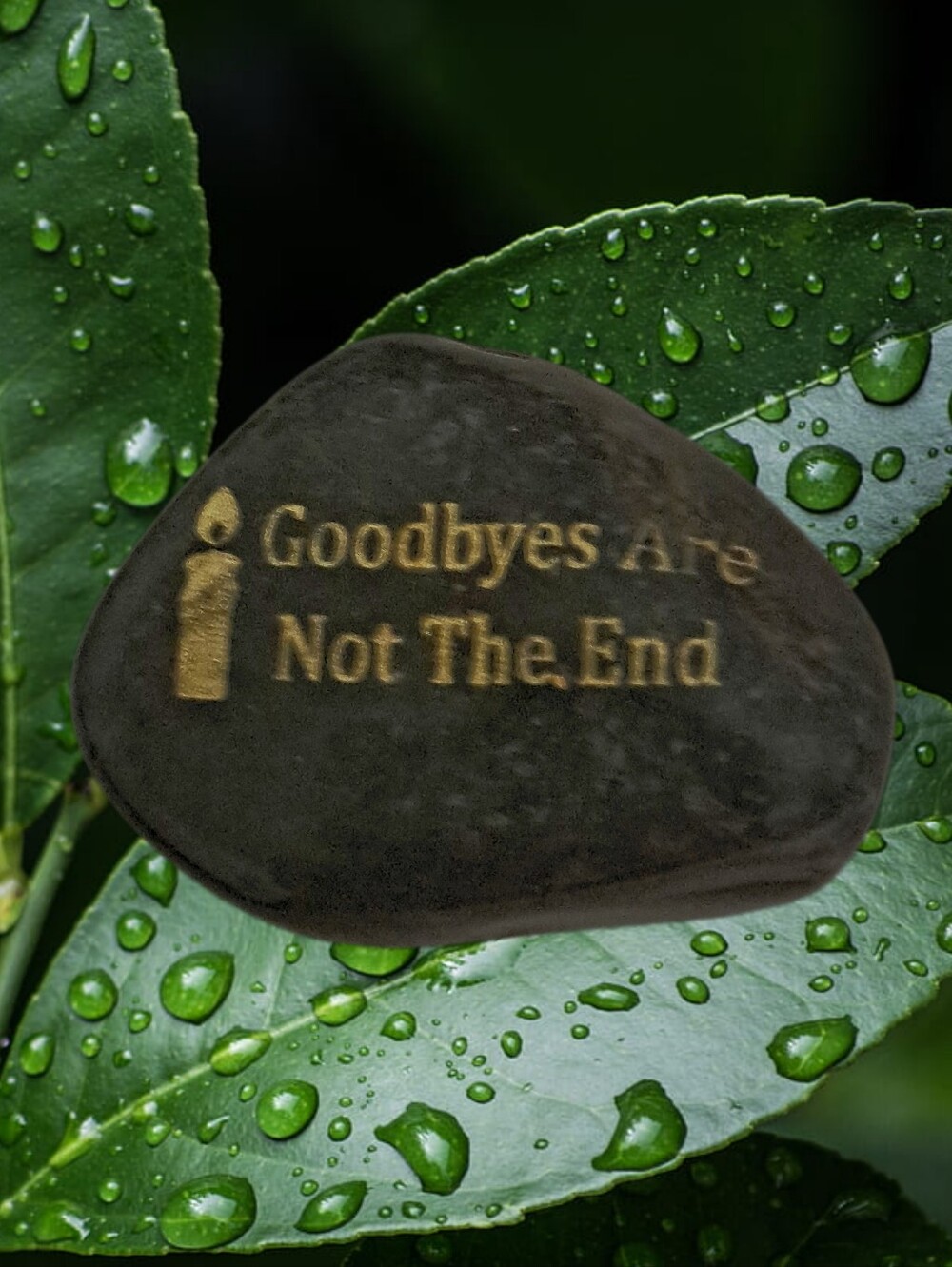 Engraved Inspirational Stone 'Goodbyes Are Not The End' Grey   NWOT